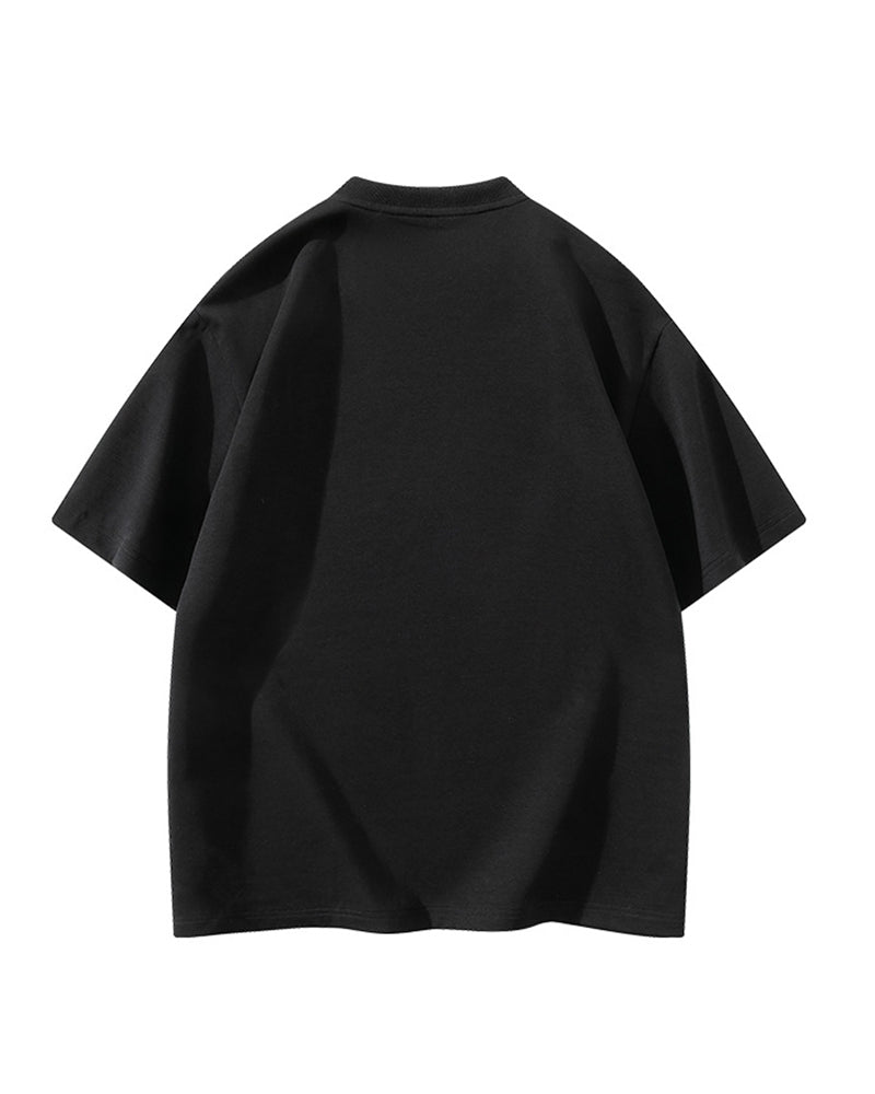 L-9XL Solid Color Heavy Cotton Round Neck Short-sleeved T-shirt