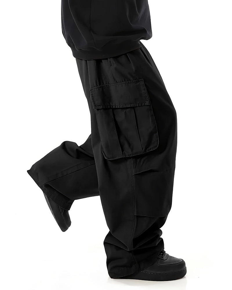XL-8XL Plus Size Men's Solid Color Coil Trousers