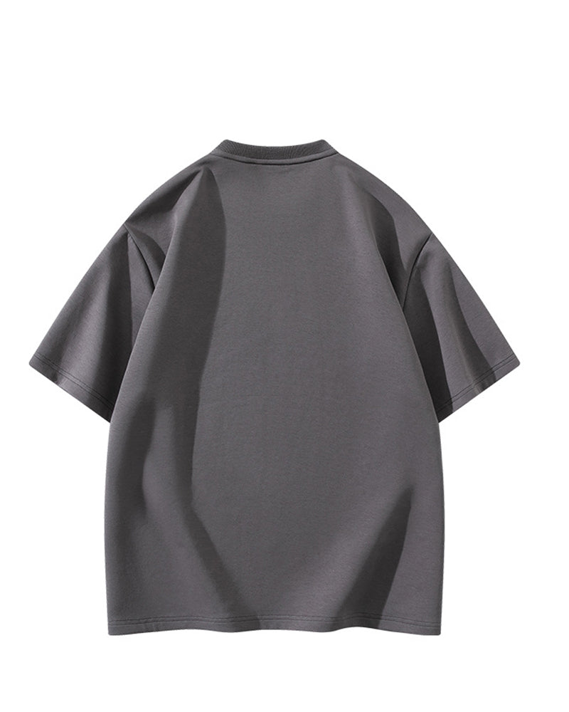 L-9XL Solid Color Heavy Cotton Round Neck Short-sleeved T-shirt