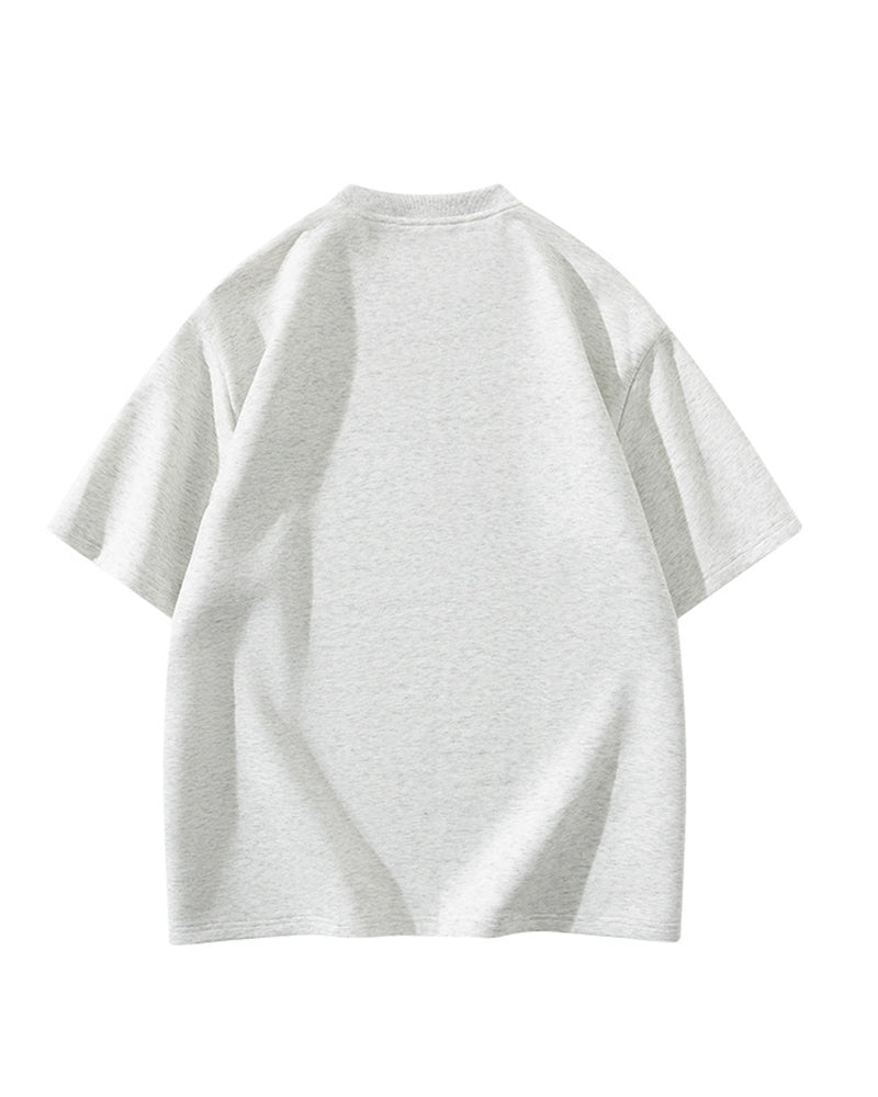 L-9XL Solid Color Heavy Cotton Round Neck Short-sleeved T-shirt