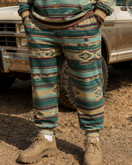 Big & Tall Men's Vintage Striped Ethnic Print Half-Zip Sweat Set