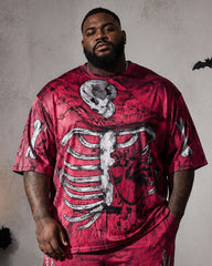 Big & Tall Men's Tie-Dye Skeleton Printed T-Shirt Pants Set