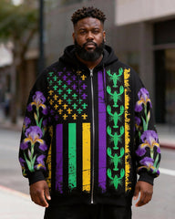 Big & Tall Men's Carnival Colorbar Crawfish Print Zip Hoodie