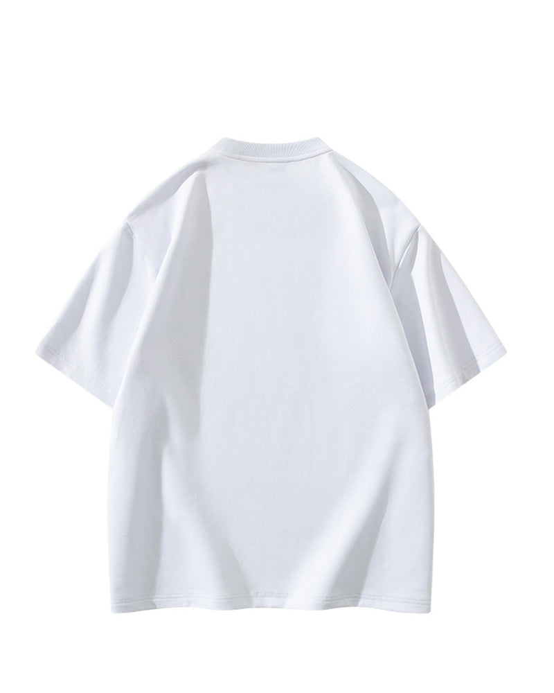 L-9XL Solid Color Heavy Cotton Round Neck Short-sleeved T-shirt