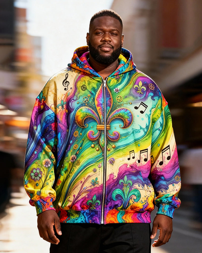 Big & Tall Men's Marty Grasse Iris Tie-Dye Printed Zip-Up Hoodie