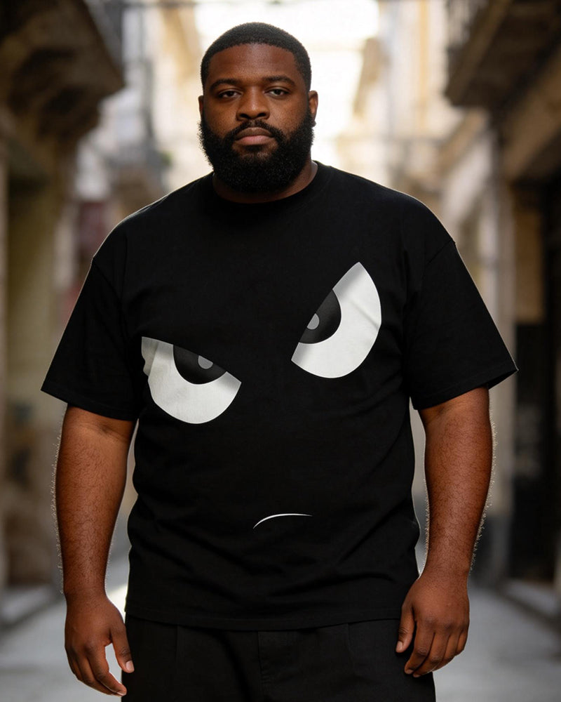 Big & Tall Men's Angry Eyes Print Round Neck Short Sleeve Tee