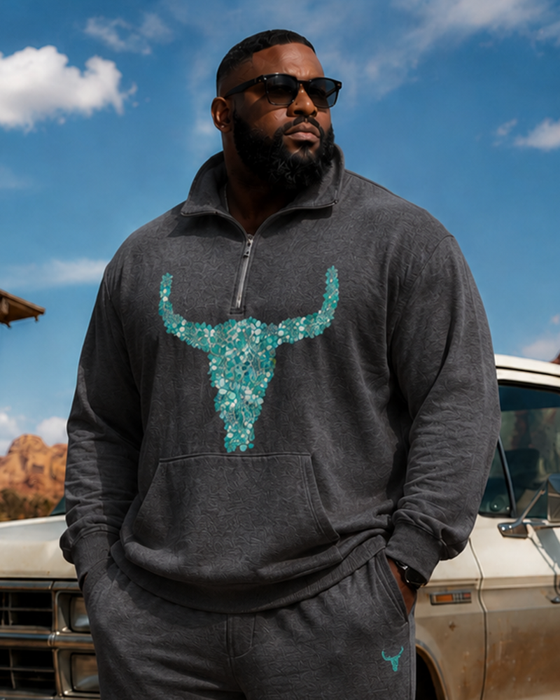 Big & Tall Men's Western Tau Print Half-Zip Sweat Set