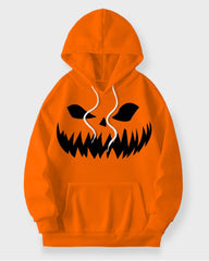 Menswear Halloween Simple Evil Smiley Graffiti Print Big and Tall Hoodie Set