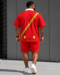 Big & Tall Men's Christmas Captain Hook Peter Pan Inspired Short Sleeve Shirt Shorts Set