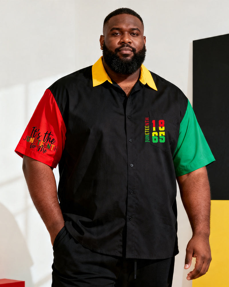 Big & Tall Men's It's The Juneteenth 1865 Letter Print Short-Sleeve Shirt