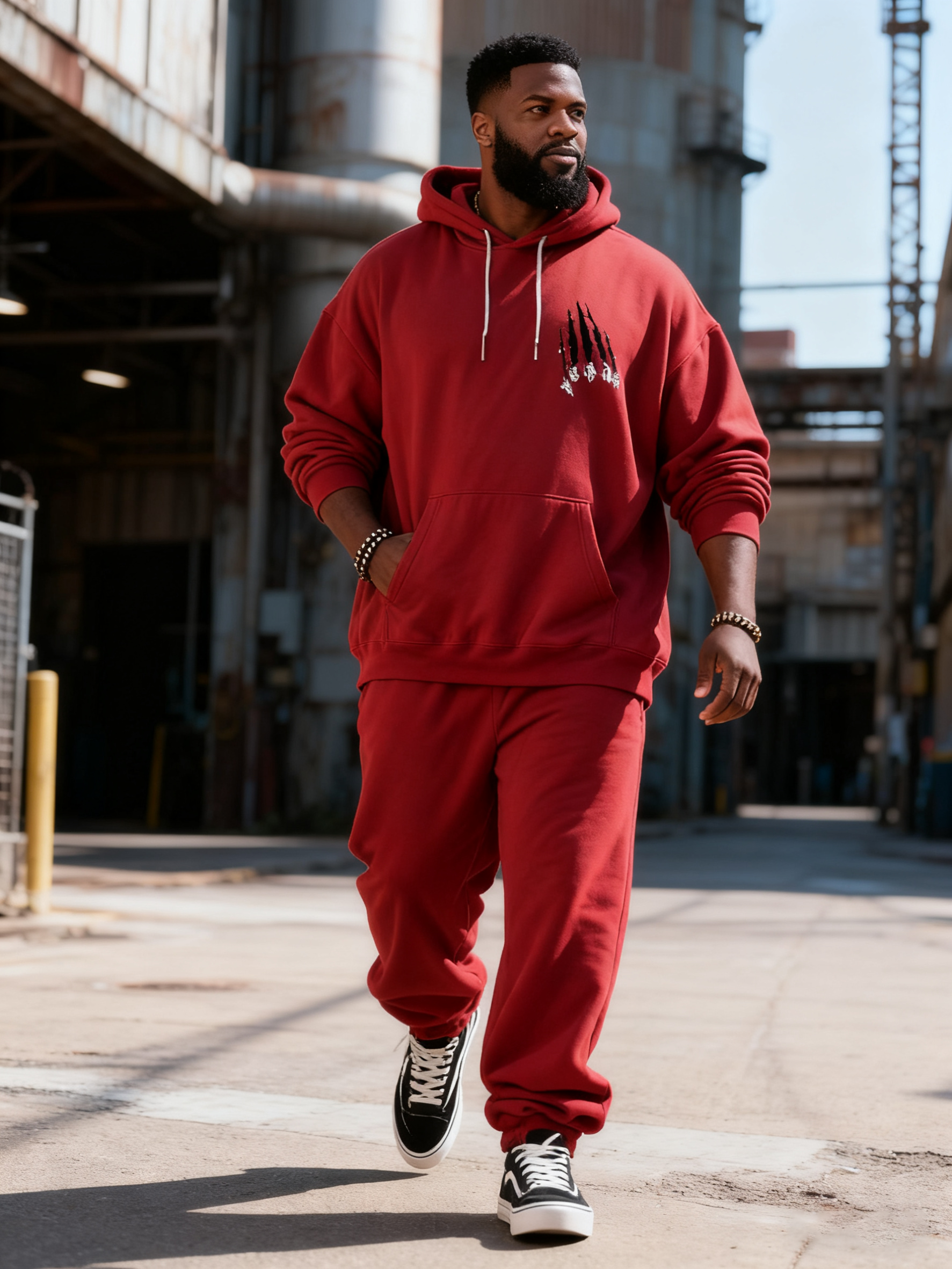 Big & Tall Men's Red Graffiti-Print Hoodie Set