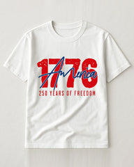 1776 America 250 Anniversary Free Theme Parent-Child Printed Round Neck Short-Sleeved T-Shirt