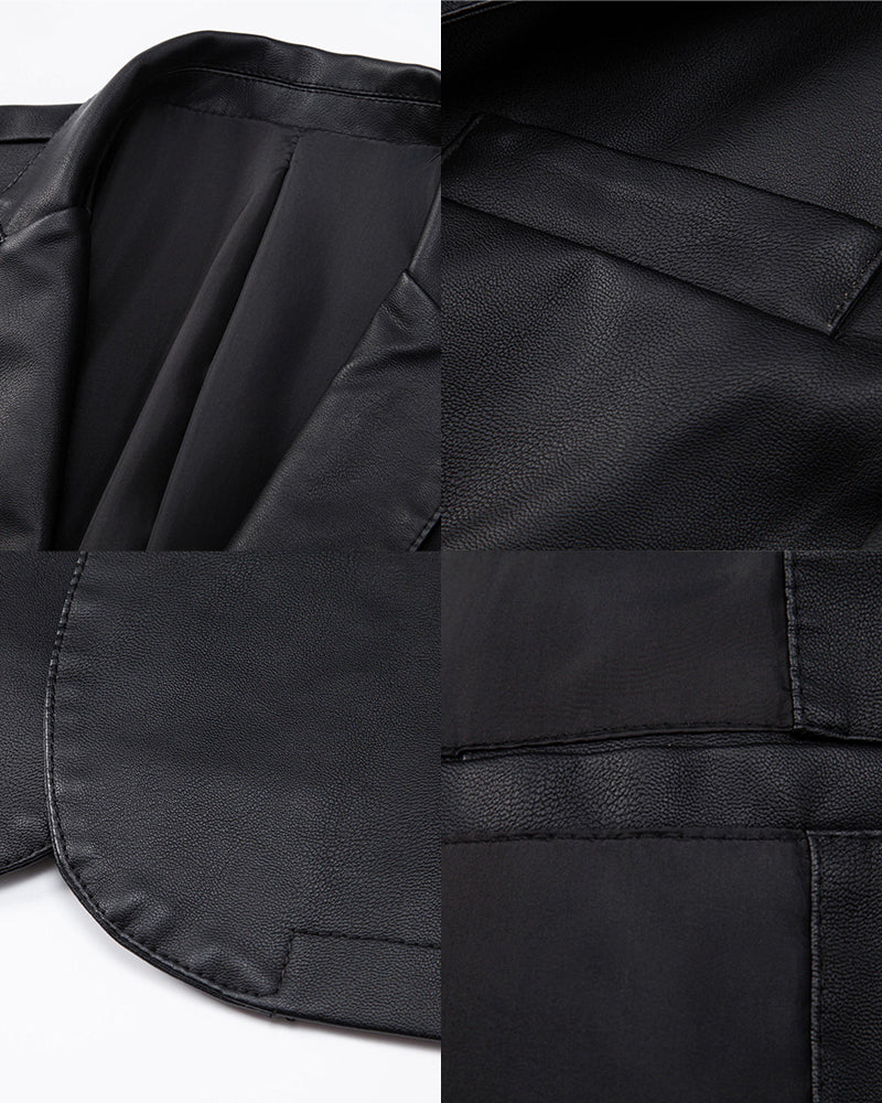 Big & Tall Men's Casual Slim Leather Jacket M-5XL