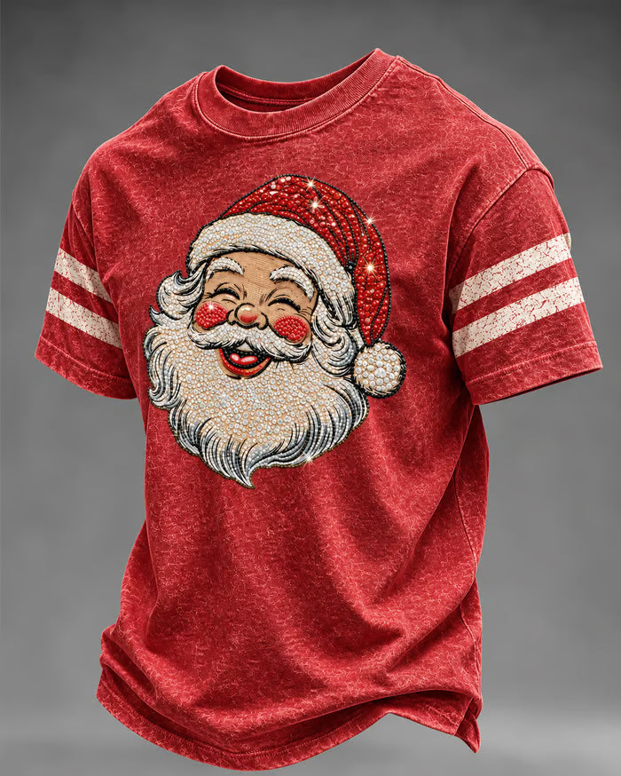 Big & Tall Men's Vintage Santa Claus Stripes T-Shirt