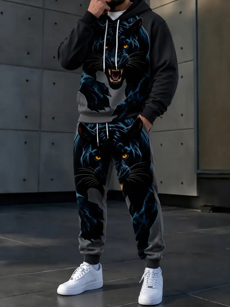 Men's Casual Hooded Sweatshirt Set