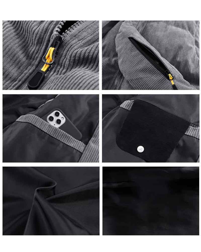 Big & Tall Men's Corduroy Cotton Vest With Satchel Coat M-3XL