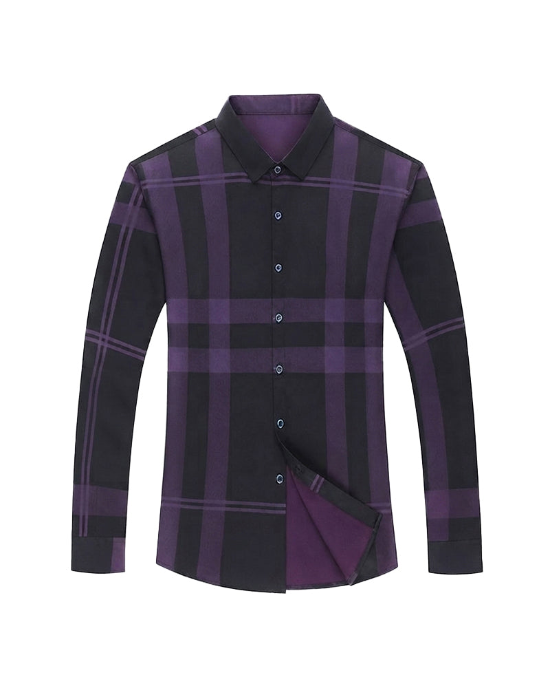 M-4XL Business Classic Plaid Men's Long Sleeve Shirt