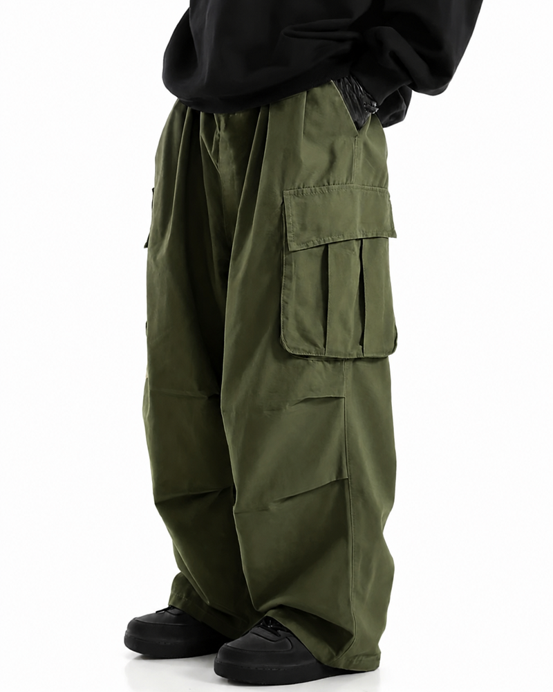 XL-8XL Plus Size Men's Solid Color Coil Trousers
