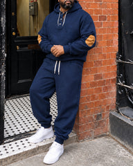 Big & Tall Men's Casual Jacquard Hooded Sweatshirt Set
