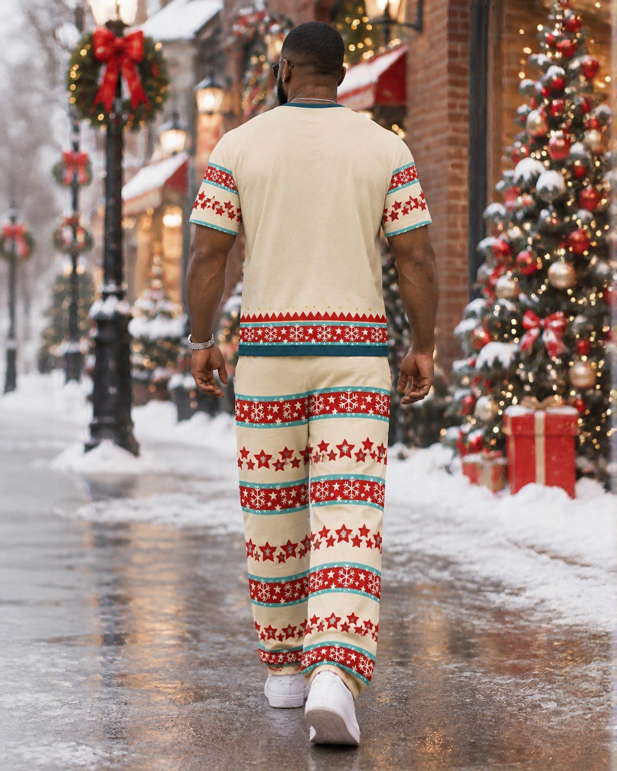 Big & Tall Men's Funny Christmas Put Your Nuts in My Mouth T-Shirt And Pants Set