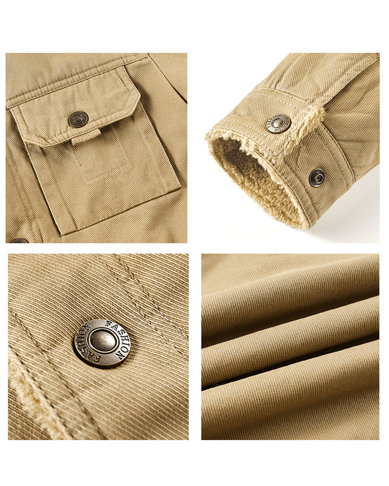 Big & Tall Men's Lapel Lambswool Fumble Padded Jacket M-6XL