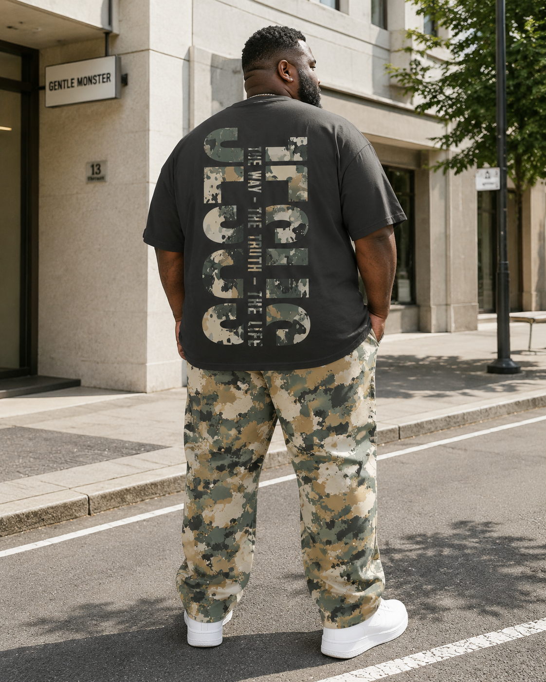 Big & Tall Men's Camouflage Alphabet Print T-Shirt Pants Set