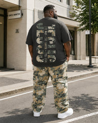 Big & Tall Men's Camouflage Alphabet Print T-Shirt Pants Set