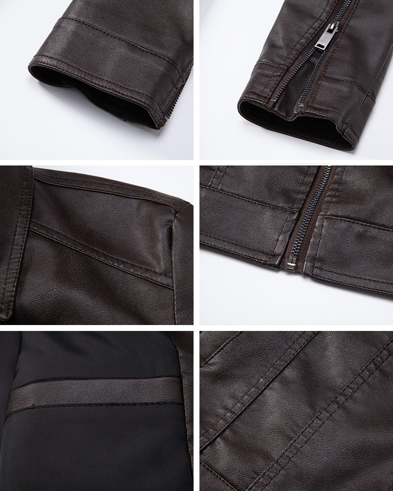 Big & Tall Men's Leather Plus Velvet Padded Motorcycle Jacket Coat M-5XL