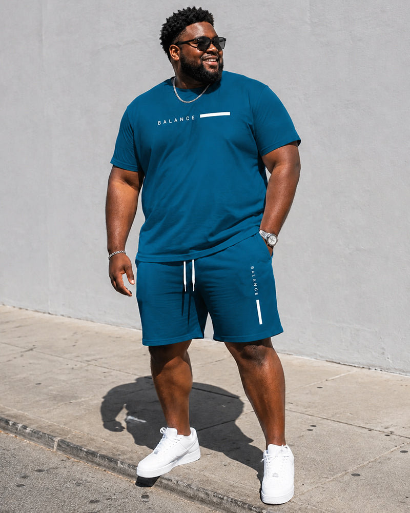 Big & Tall Men’s Gradient Letter-Print Crew-Neck Short-Sleeve T-Shirt And Shorts Set