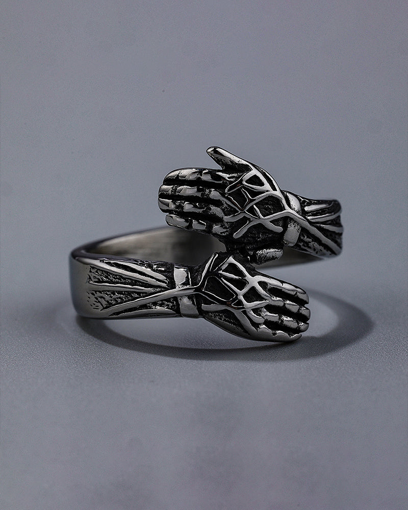 Retro Men's Ring With Hands