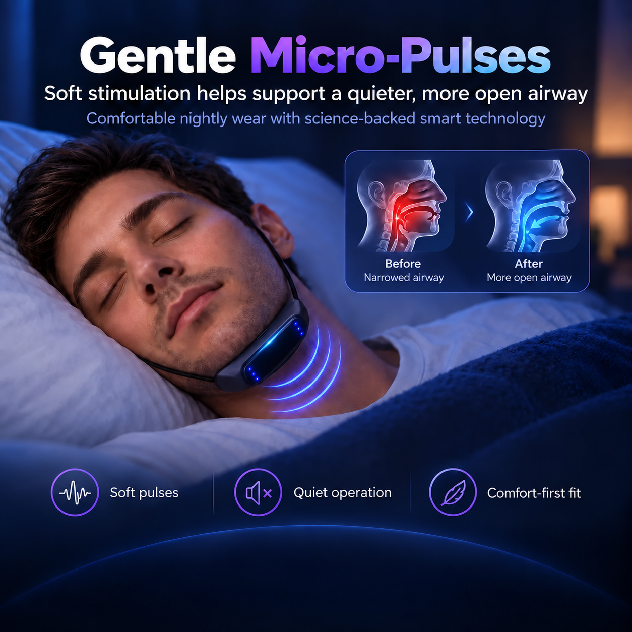 💤 Smart Anti-Snore Device. Stop Snoring, Start Sleeping Deeply.