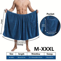 1pc 82*155cm 280gsm suitable for M-XXXL Men's bath skirt bath towel plus size bath skirt suitable for home, travel, steaming, spa, beach, 32.28*61in