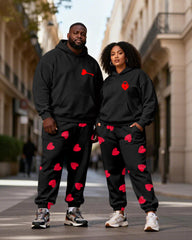 Big & Tall Couples MR & MRS Keylock Love Printed Hoodie Set