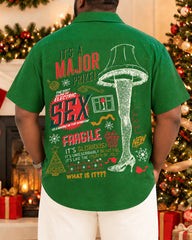 Big & Tall Men's Christmas Fun Graffiti Print Short Sleeve Shirt