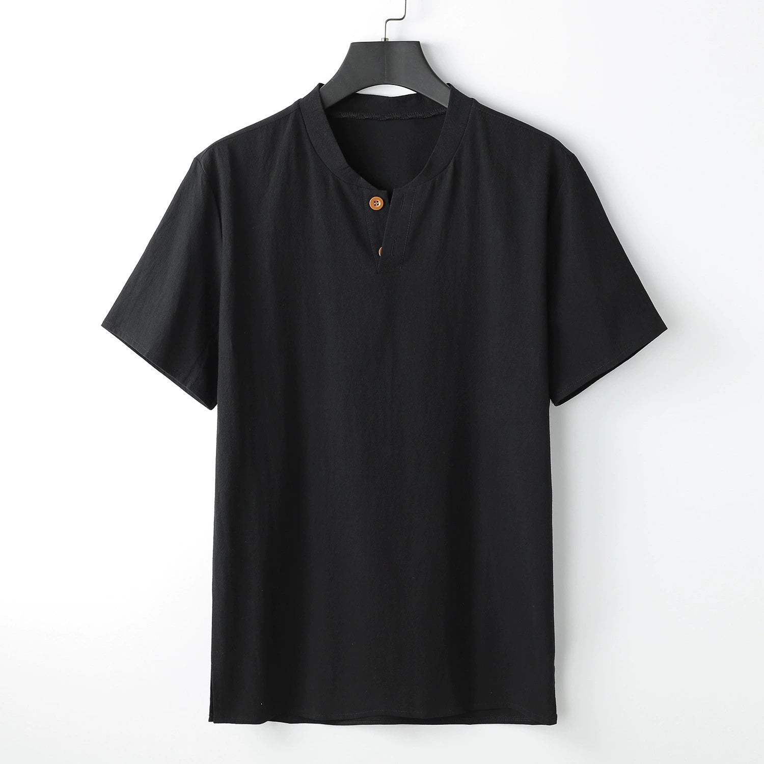 M-9XL Japanese Cotton And Linen Short-sleeved T-shirt With V-neck