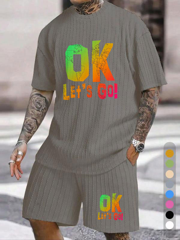 OK LET'S GO Gradient Map Print Texture Pattern Large Size Set