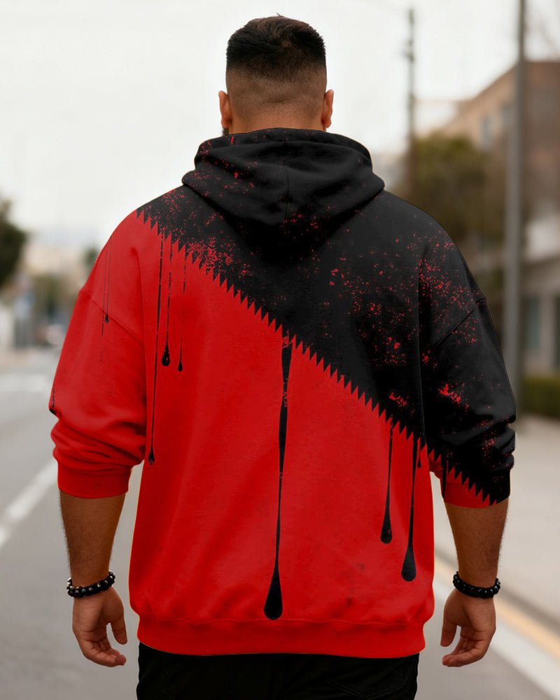 Big & Tall Men's Black & Red Graffiti Print Hoodie