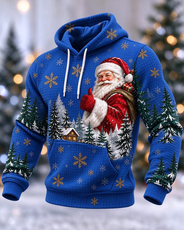 Big & Tall Men's Santa Forest Waffle-Knit Hoodie