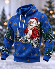 Big & Tall Men's Santa Forest Waffle-Knit Hoodie