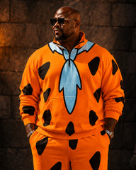 Big & Tall Men's Fred Flintstone Tie Half Zip Sweatshirt Set