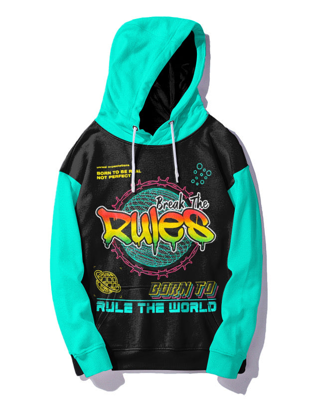 Men's Large Size Casual Hip Hop Graffiti Ruler Contrast Color Hoodie Set