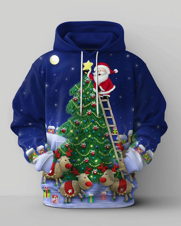 Men's Big & Tall Christmas Tree Santa Elk Hoodie Set of Two
