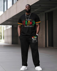 Big Boys June Festival Black History Black English Print Short Sleeve Trousers Suit