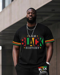 Big Boys June Festival Black History Black English Print Short Sleeve Trousers Suit