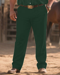 Western Denim-Men's Plus Size Green Western Cat Symmetrical Print Short Sleeve Shirt Trousers Suit