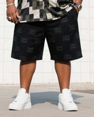 Big Man's Daily Casual Board Square Puzzle Short Sleeve Shirt Shorts Suit