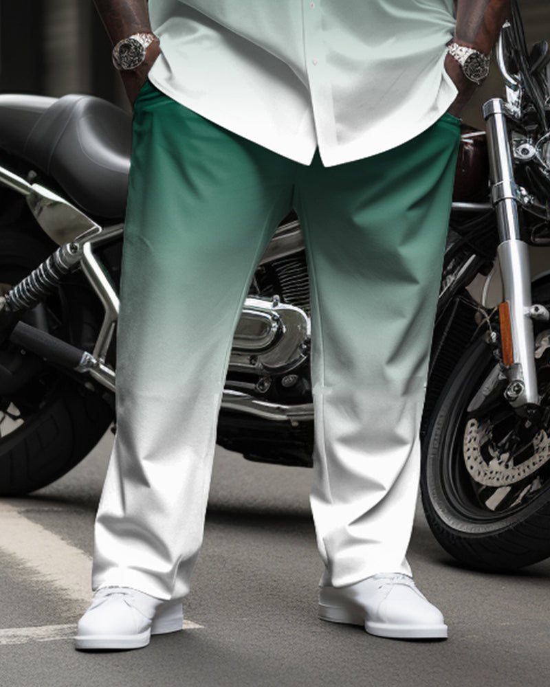Big & Tall Men's Gradient Long Sleeve Shirt and Pants Causal Set