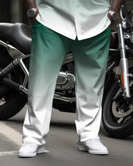 Big & Tall Men's Gradient Long Sleeve Shirt and Pants Causal Set