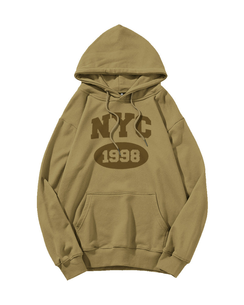 New York 1998 Print Oversized Cotton Hoodie