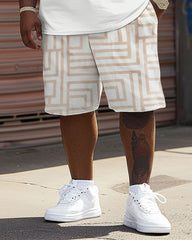 Men's Big & Tall Geometric Bear Print T-Shirt Shorts Set